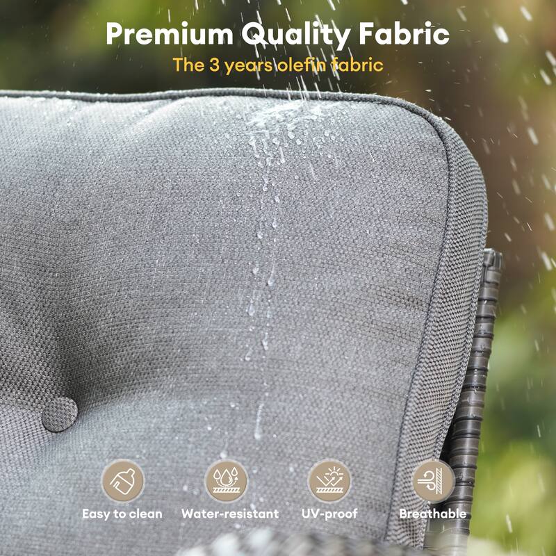 HOOOWOOO 5-piece Outdoor Swivel Chair Set Patio Conversation Set with Solar-powered Table