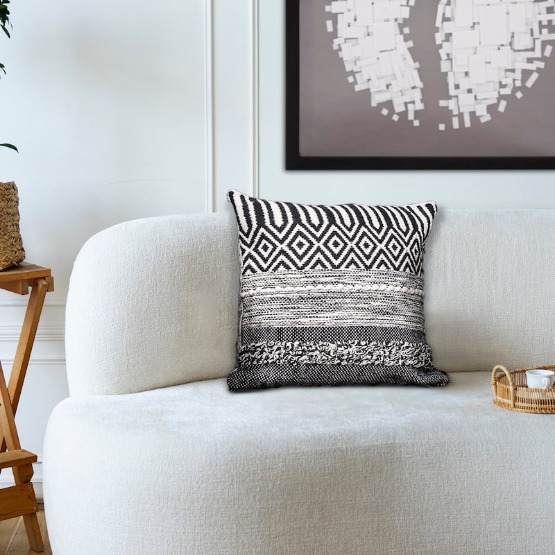 Parkland Collection Abali Transitional Black and White Pillow Cover