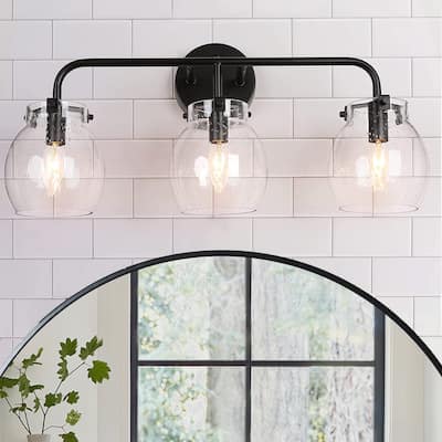 Olia Modern Farmhouse Bathroom Vanity Light Black Glass Wall Sconces