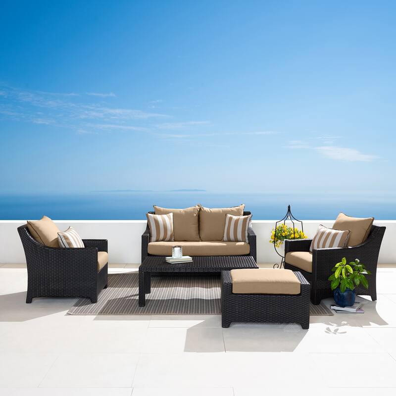 Deco 5 Piece Sunbrella Outdoor Patio Love & Club Seating Set