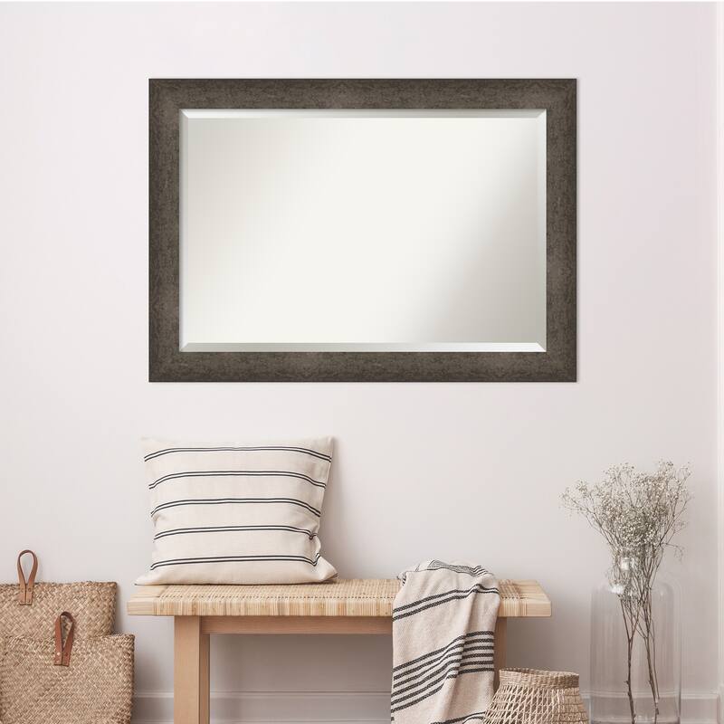 Dappled Beveled Wood Framed Wall Mirror