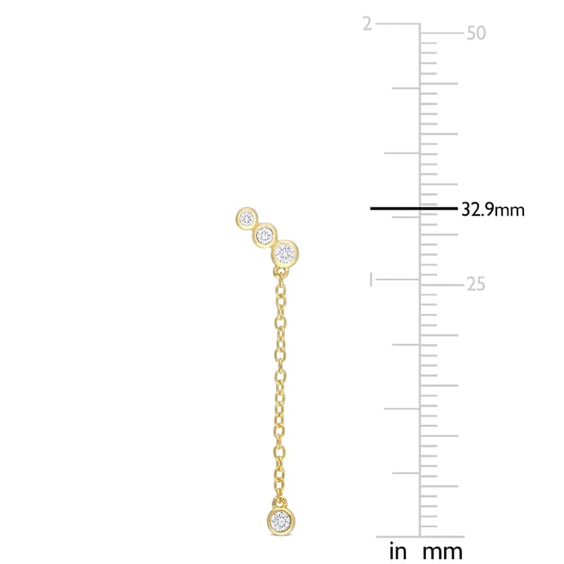 Miadora 1/5ct TW Lab Created Diamond Drop Earrings 18k Yellow Gold Plated Sterling Silver