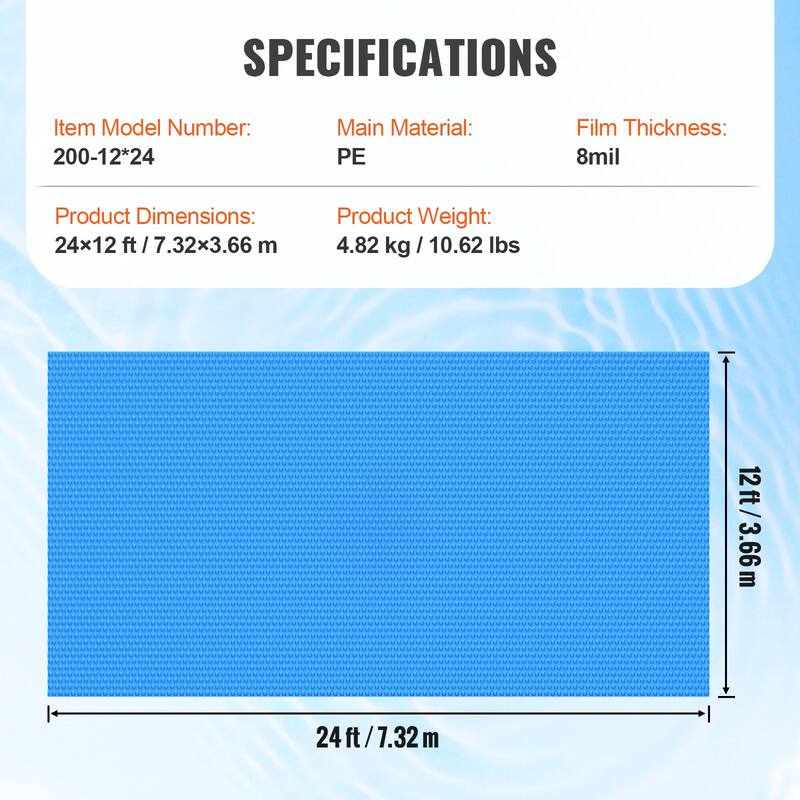Solar Pool Cover, Solar Blanket for Pools, Inground Above Ground Swimming Pool Solar Cover