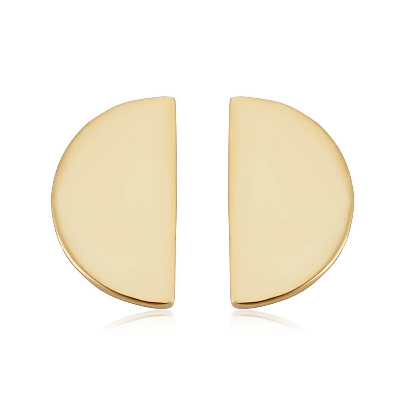 14k Yellow Gold Half Circle Stud Earrings Minimalist Jewelry
