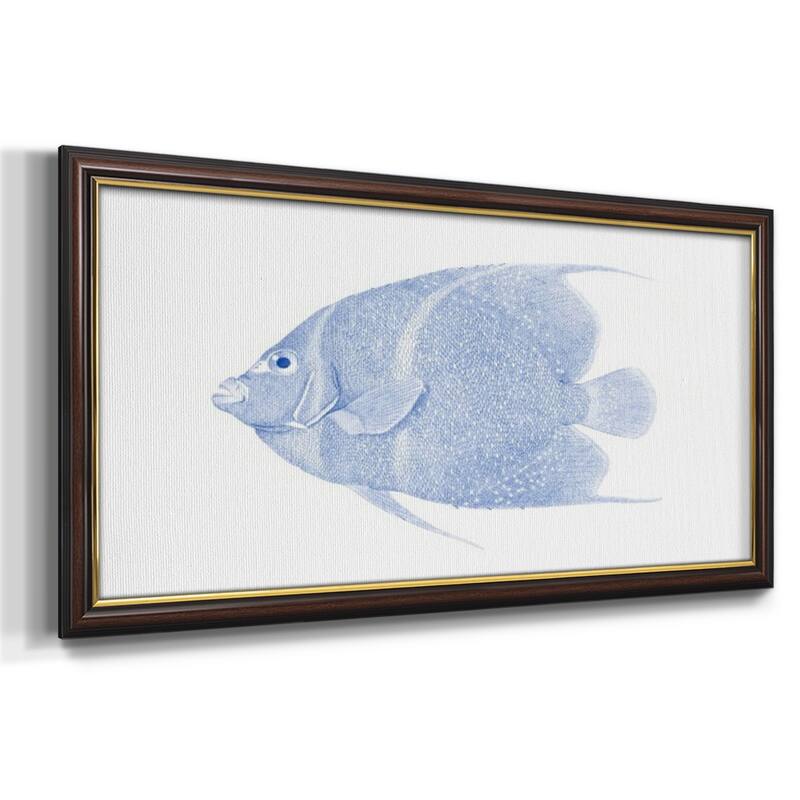 Blue & White Tropical Fish V Premium Framed Canvas- Ready to Hang