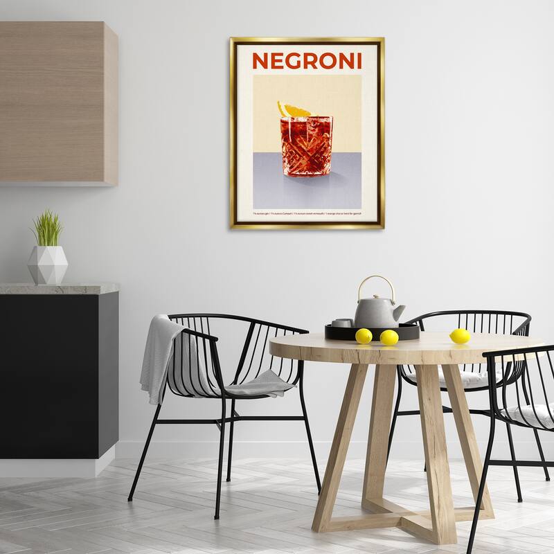 Stupell Negroni Classic Cocktail Framed Floater Canvas Wall Art Design By Victoria Barnes