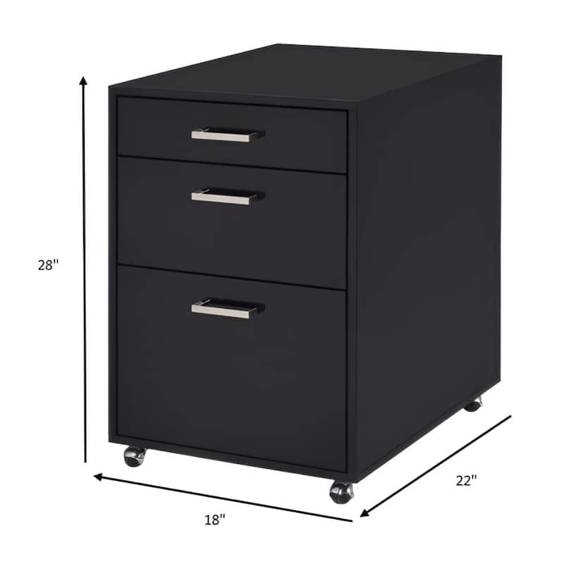 Black Wood Top Accent Cabinet with 3 Drawers for Kitchen Storage