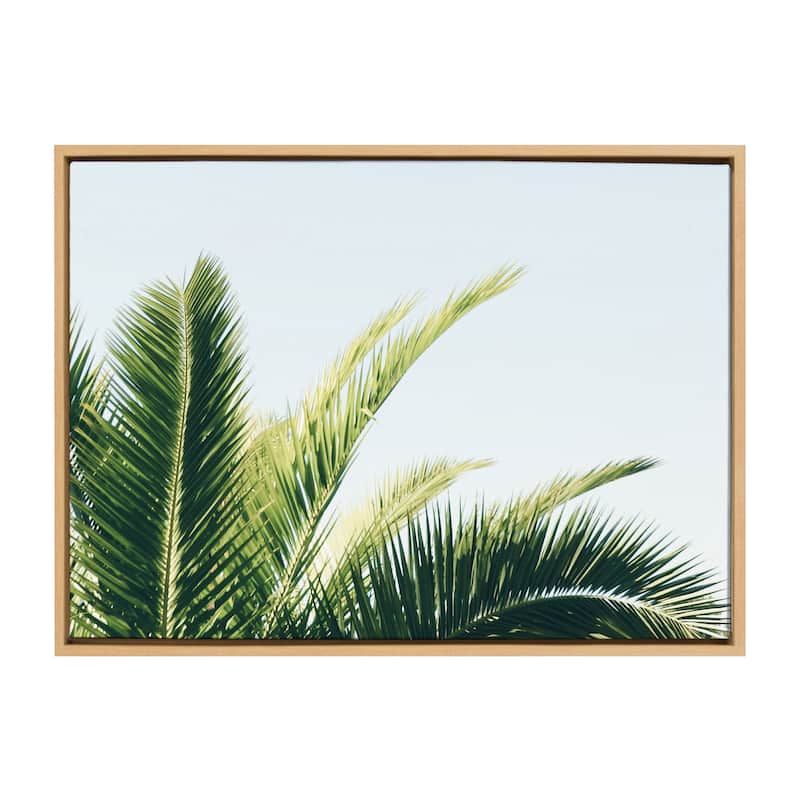 Kate and Laurel Sylvie Tropical Palm Framed Canvas by Amy Peterson - 23x33 - Plastic - Natural