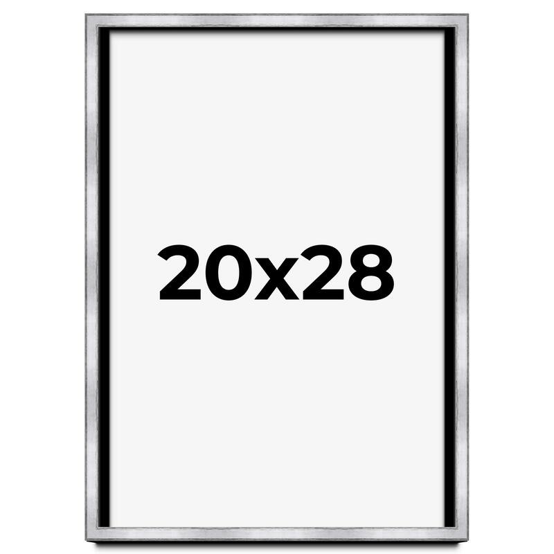20x28 Shadow Box Frame Silver | 1.375 Inches Deep Real Wood