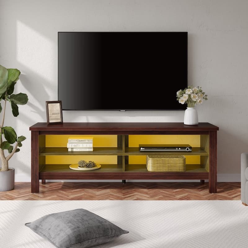 LED TV Stand for 65-75 Inch TV, TV Console with Warm White LED Light