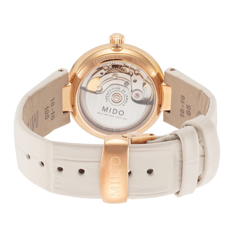 Mido Women's Baroncelli II 33mm Mother-of-Pearl Dial Leather Automatic Watch - Beige - One Size