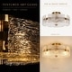 preview thumbnail 7 of 11, Uolla Modern Glam 4-Light Drum Warm Brass Semi Flush Mount Textured Glass Ceiling Light - D 15.5"* H 6.5"