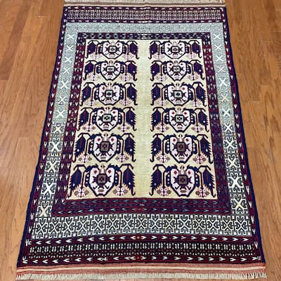 HERAT ORIENTAL Handmade Turkoman Wool & Silk Rug - 3'9" x 6'