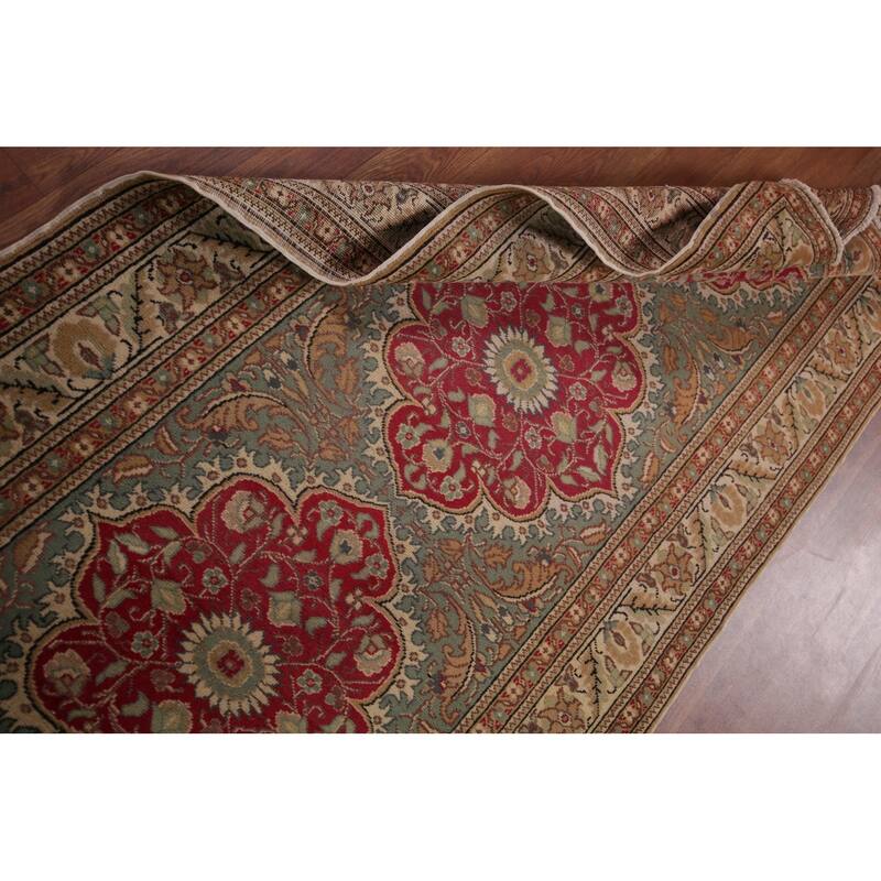 Green Anatolian Turkish Accent Rug Hand-Knotted Wool Carpet - 3'3" X 6'0"