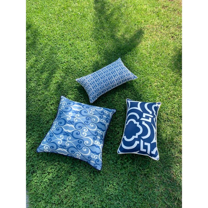 Jiti Outdoor Waterproof Traditional Damask Patterned Decorative Square Throw Pillows Cushions for Pool Patio Chair 20 x 20