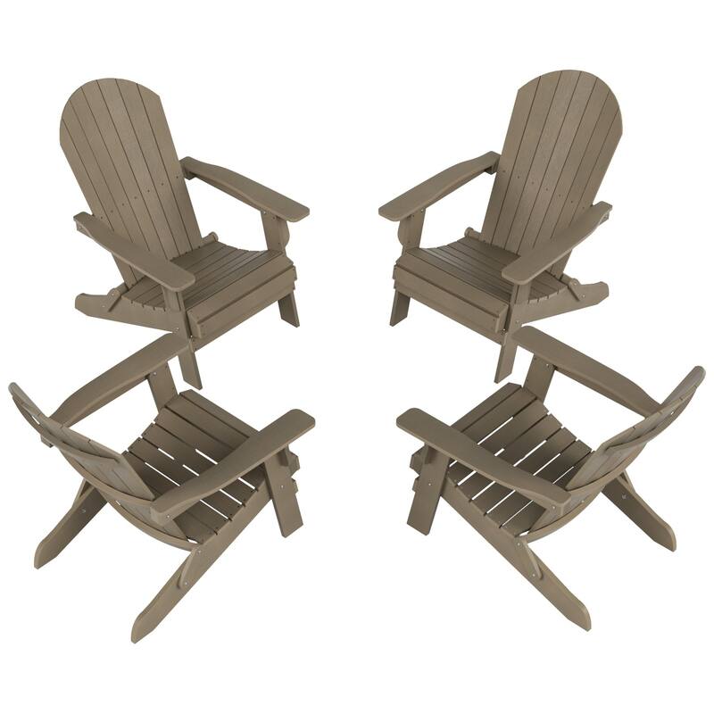 Vineyard HIPS Outdoor Folding Eco-Friendly All Weather Seashell Adirondack Chair (Set of 4)
