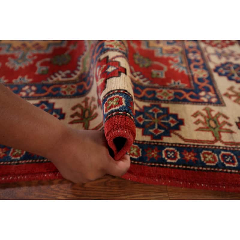 Oriental Kazak Area Rug Handmade Wool Carpet - 4'0" x 5'10"