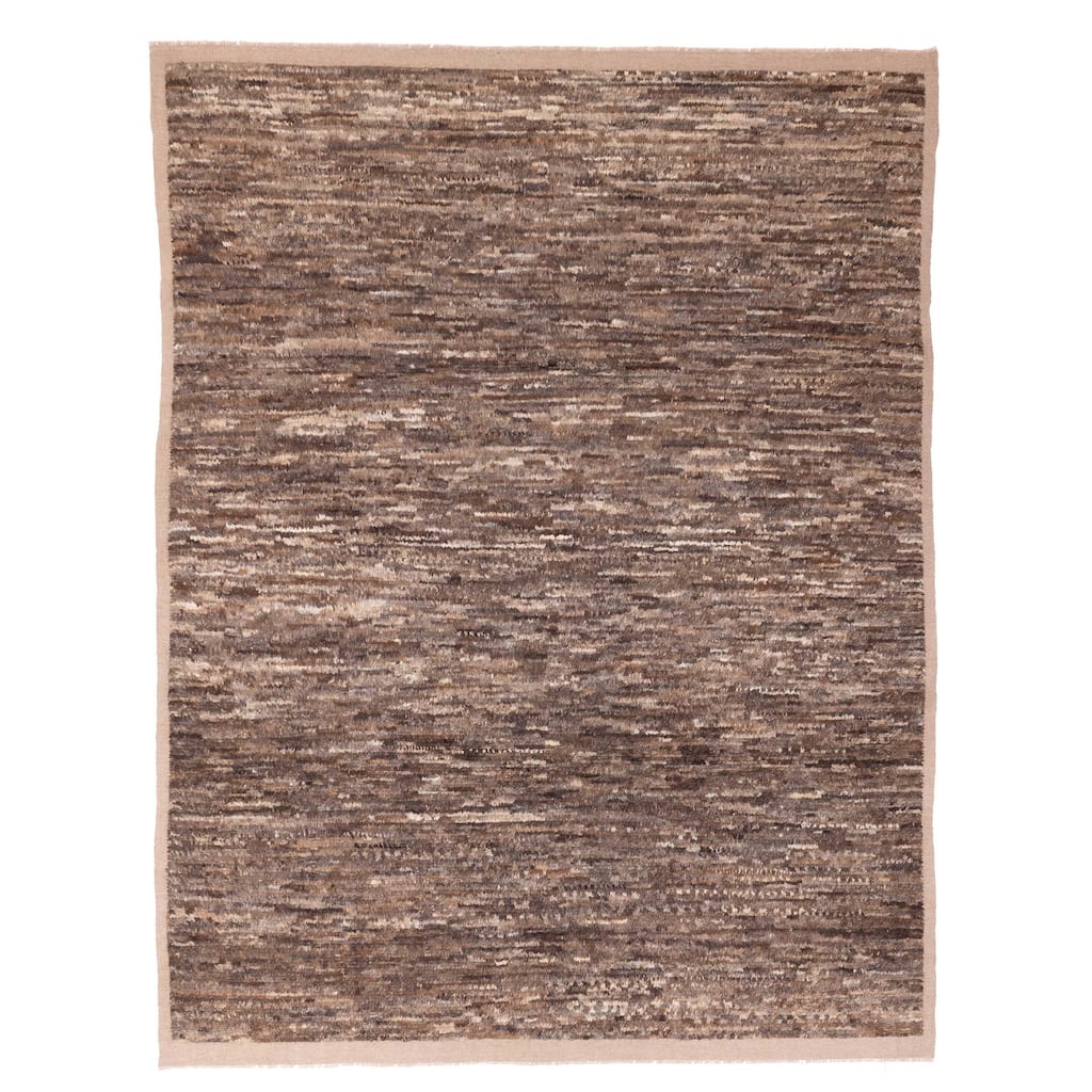 ECARPETGALLERY Hand-knotted Pak Finest Marrakesh Dark Brown Wool Rug - 7'10 x 10'3