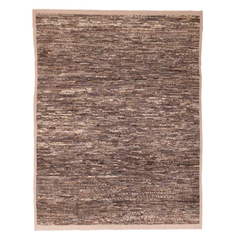 ECARPETGALLERY Hand-knotted Pak Finest Marrakesh Dark Brown Wool Rug - 7'10 x 10'3
