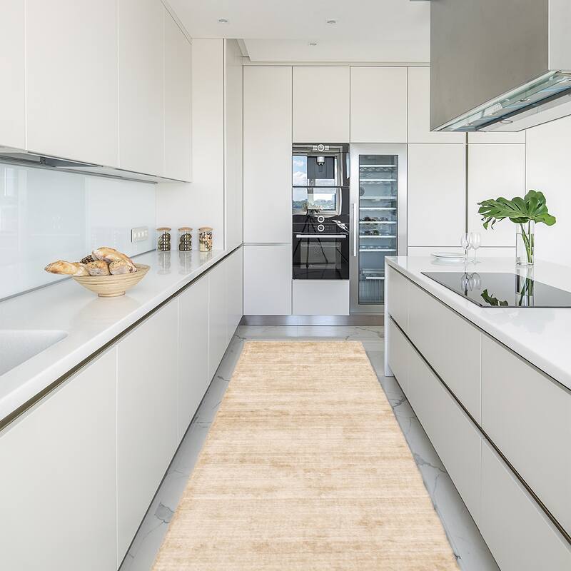 ECARPETGALLERY Hand-knotted Kashkuli Gabbeh Beige Wool Rug - 2'7 x 10'0