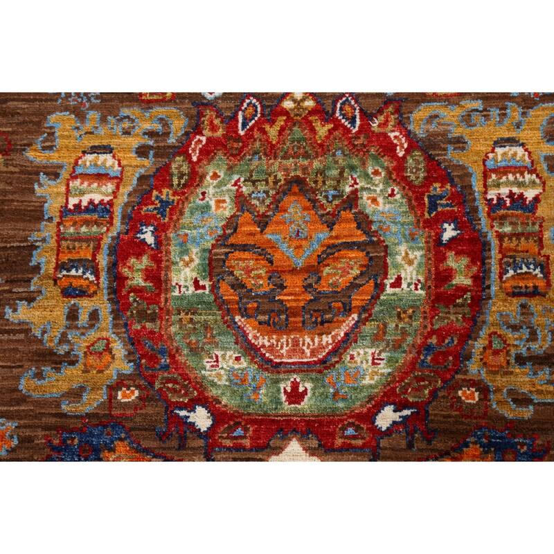 Geometric Vegetable Dye Ziegler Oriental Area Rug Handmade Wool Carpet - 6'0" x 8'9"