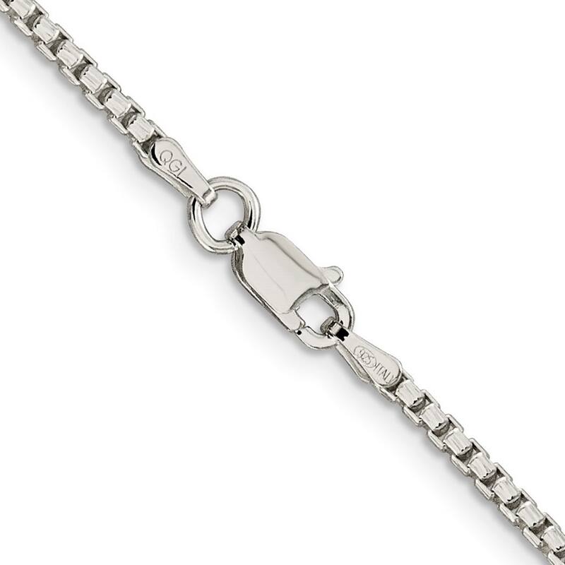 Curata 925 Sterling Silver 2mm Half Round Diamond Cut Fancy Box Chain Necklace
