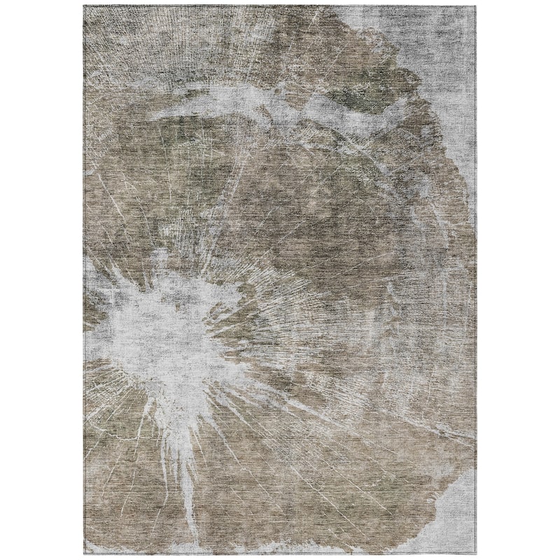 Machine Washable Indoor/ Outdoor Chantille Modern Tree Grain Rug