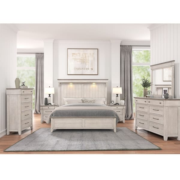 slide 2 of 19, Roundhill Furniture Walcott 6-Piece Bedroom Set with Touch LED Lighting King