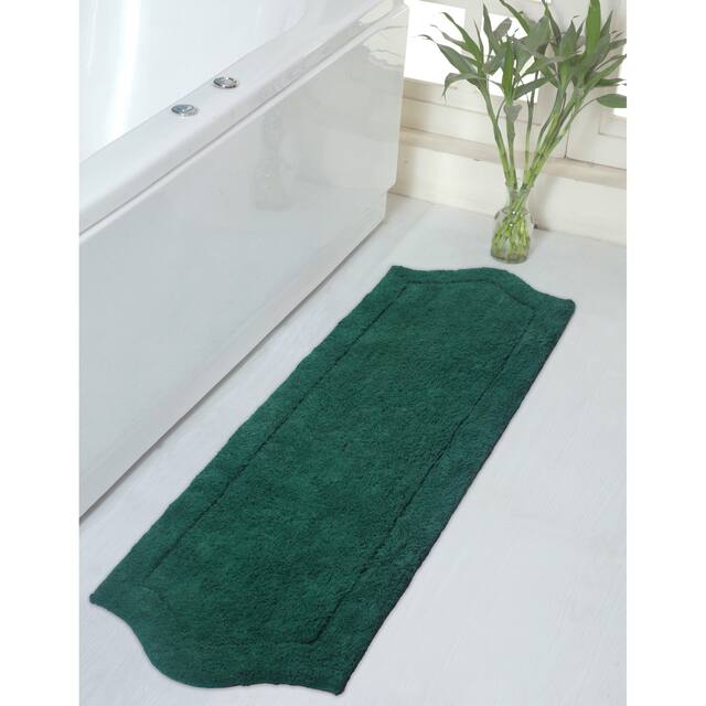 Home Weavers Waterford Collection Absorbent Cotton Machine Washable and Dry Runner Rug - Bottle Green