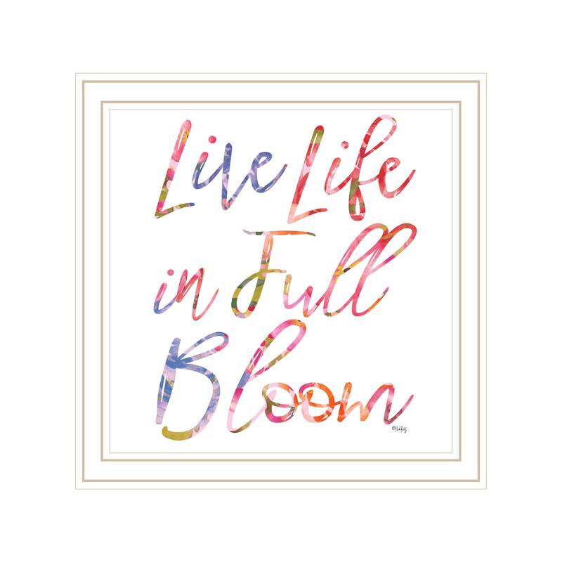 TrendyDecor4U Contemporary "Live Life in Full Bloom" Framed Print Wall Art - White