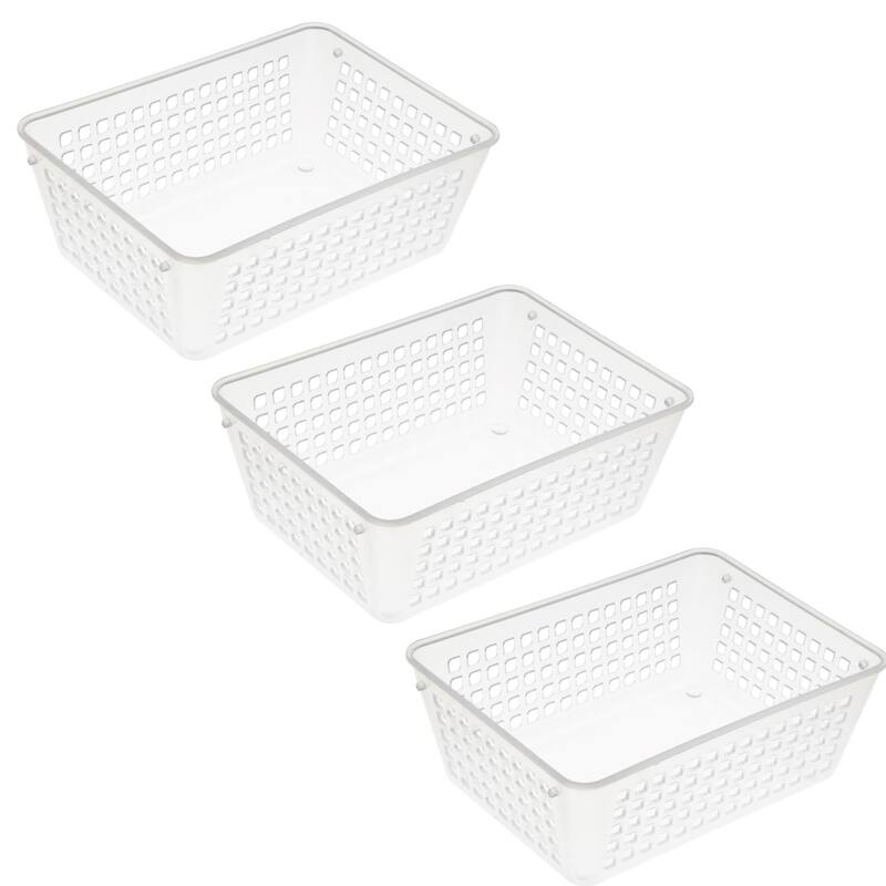 3-Pack Plastic Storage Baskets for Office Drawer, Classroom Desk - Clear