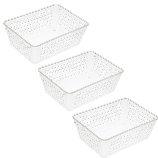 3-Pack Plastic Storage Baskets for Office Drawer, Classroom Desk - Clear