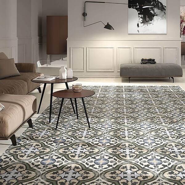 slide 2 of 9, Merola Tile Evoque Arte Carthusian 9.75" x 9.75" Porcelain Floor and Wall Tile