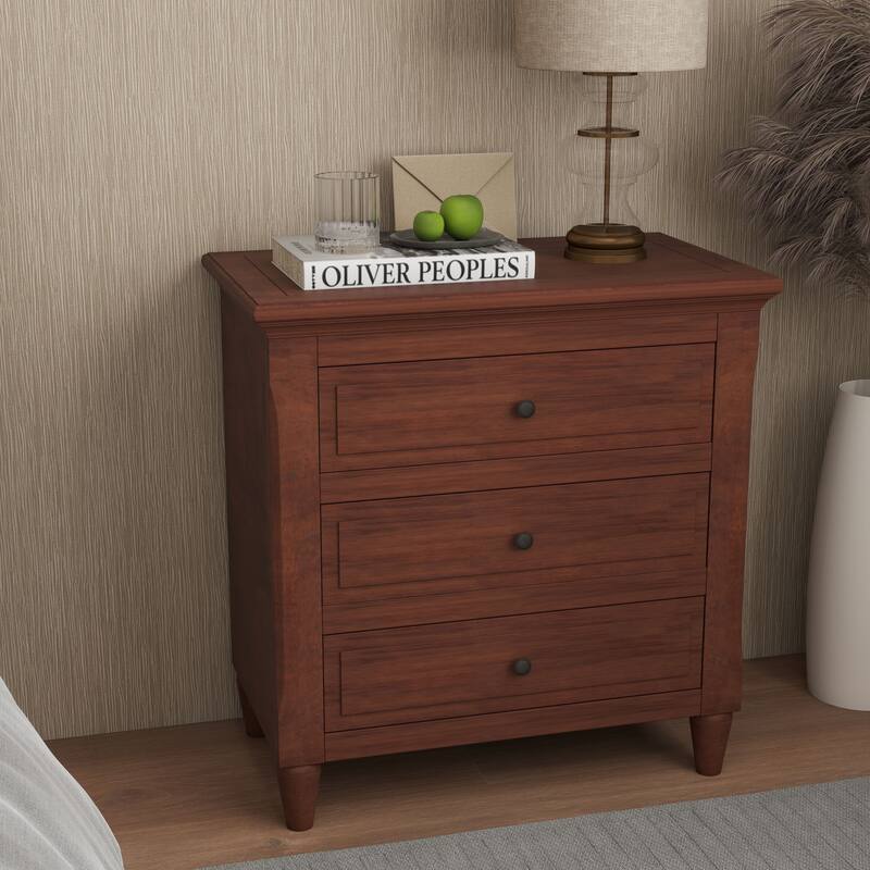 3 Drawer Nightstand Storage Wooden Chest