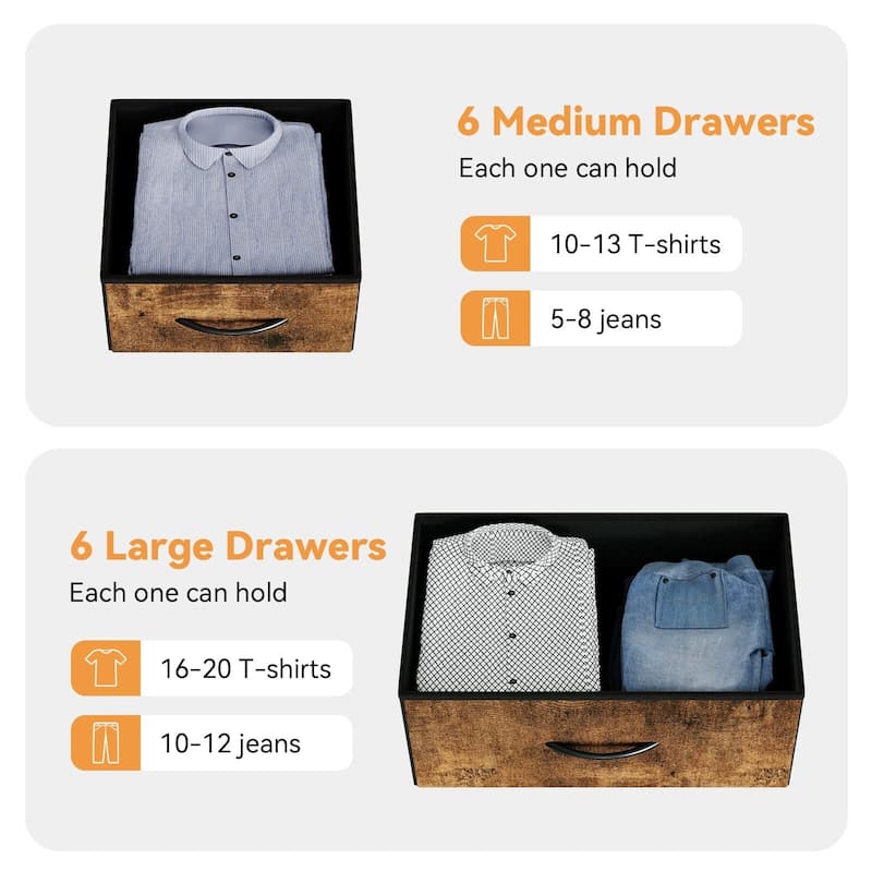 12 Drawer Dresser for Bedroom,Tall Fabric Dresser with Side Pockets and Hooks