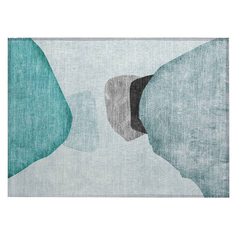 Caz Unique Abstract Weather Resistant Blended Style Outdoor Rug - 2' x 3'