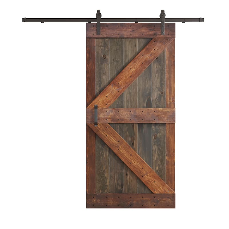 Coast Sequoia 42in x 84in K Series Multi-Color Pine Wood Sliding Barn Door With Hardware Kit