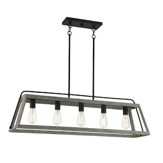 Hasting 5-Light Linear Chandelier in Noblewood with Iron
