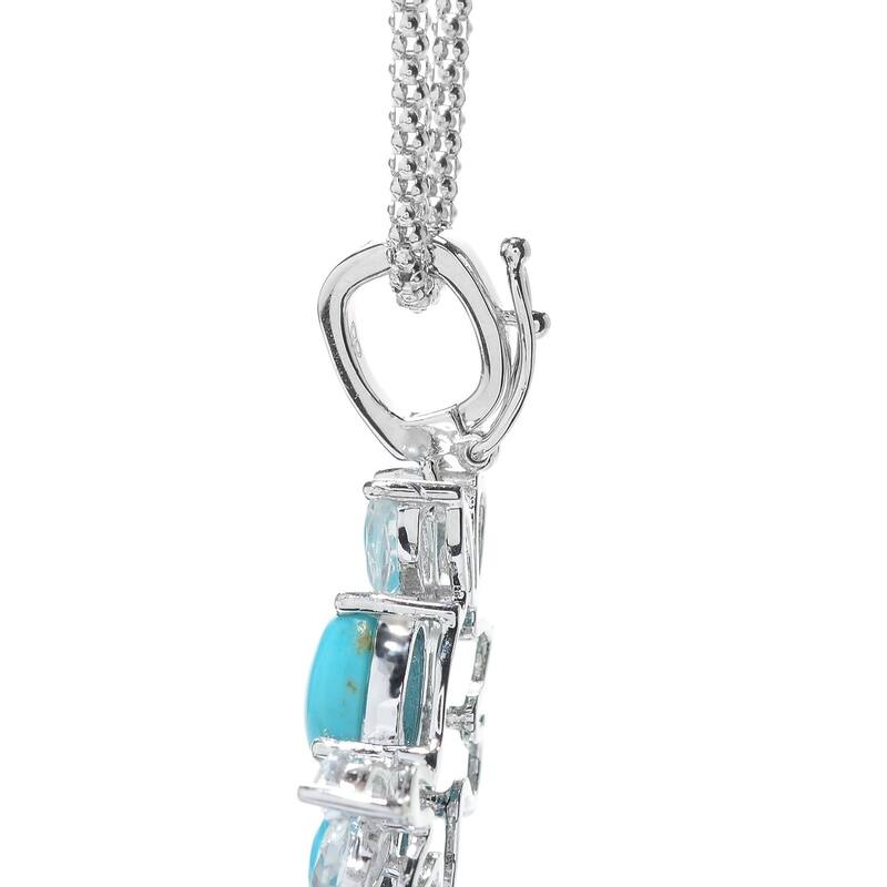 925 Sterling Silver Kingman Turquoise and White Topaz Pendant