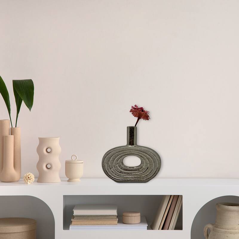 Decorative Handmade Aluminum Modern Oval Flower Vase