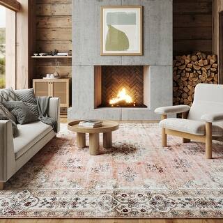 Nuloom Teja SplashGuard Persian Medallion Machine Washable Area Rug