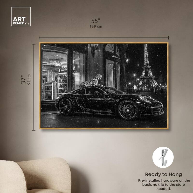 Glistening Cheetah and Car Canvas by Art Remedy