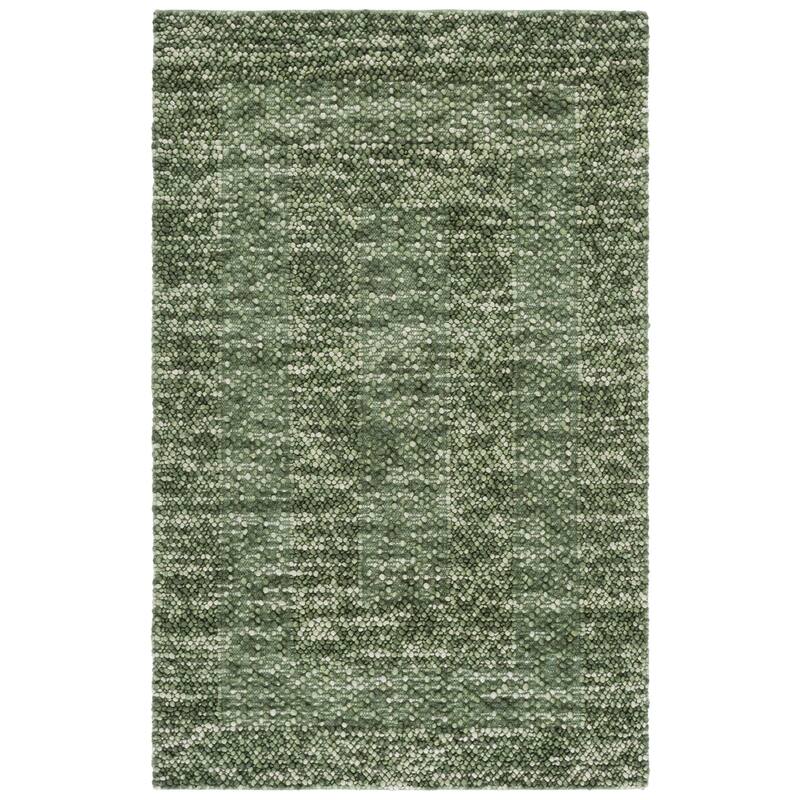 SAFAVIEH Handmade Natural Fiber Couture Suze Wool Rug - 6' Square - Green/Ivory