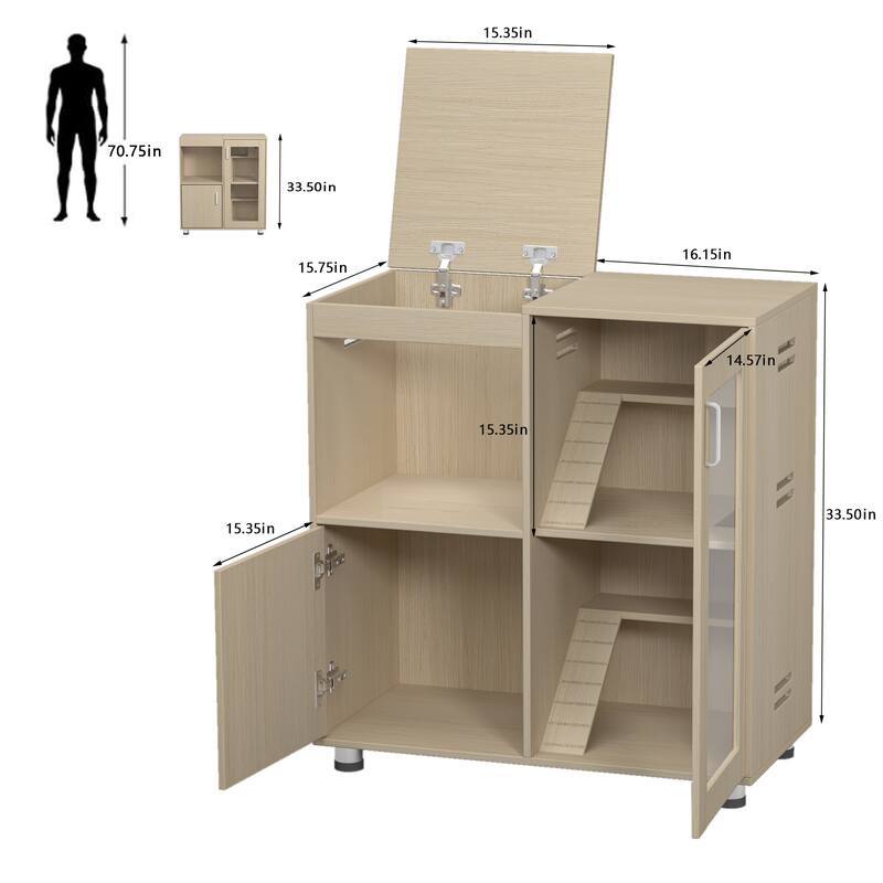 Roomfitters 4-Tier Wooden Guinea Pig Cage, Small Animal Cage with Storage Cabinet, Openable Top, Perfect for Hamsters
