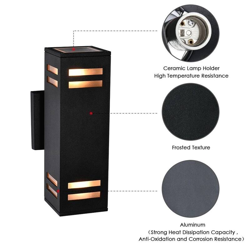 11" Mid-Century Modern Black Square Wall Sconces Waterproof IP54 Lantern Outdoor Lights