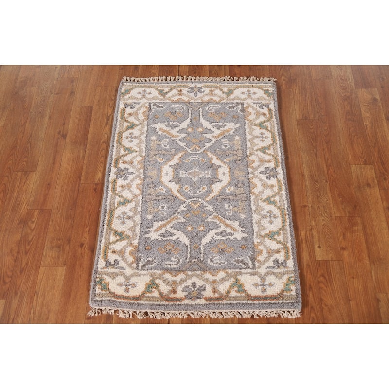 Gray Oushak Oriental Foyer Area Rug Handmade Wool Carpet - 2'0"x 3'0"