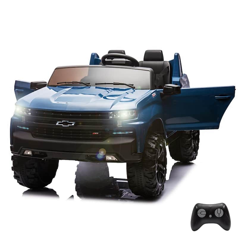 Baby Car 24V 2-Seater Truck Licensed Chevrolet Silverado Ride On Toy w/Parent Remote Control - Blue