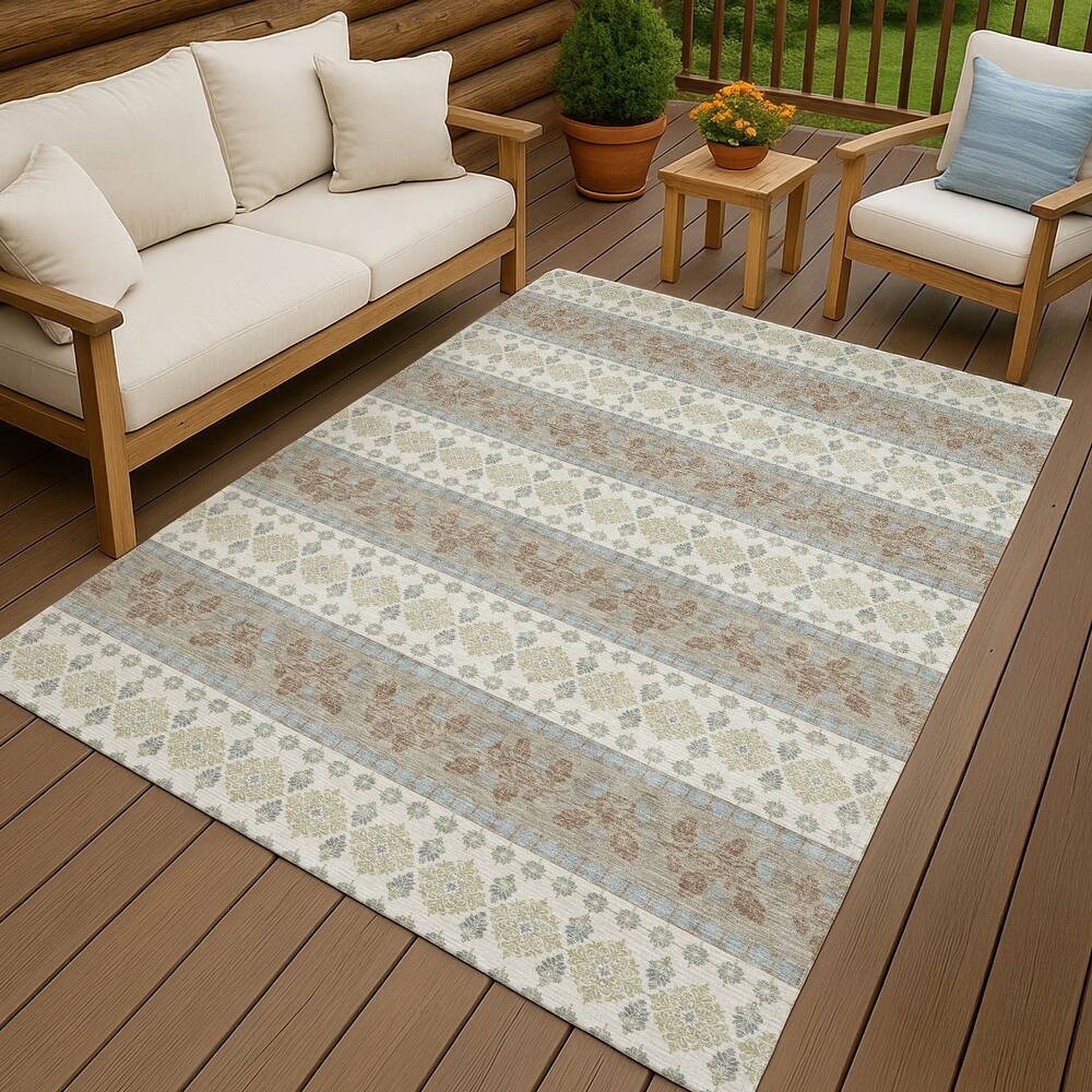 Machine Washable Indoor/ Outdoor Stripe Sochi Chantille Rug