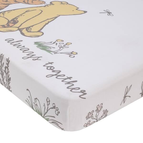 slide 2 of 4, Disney Classic Pooh Naturally Friends Fitted Crib Sheet