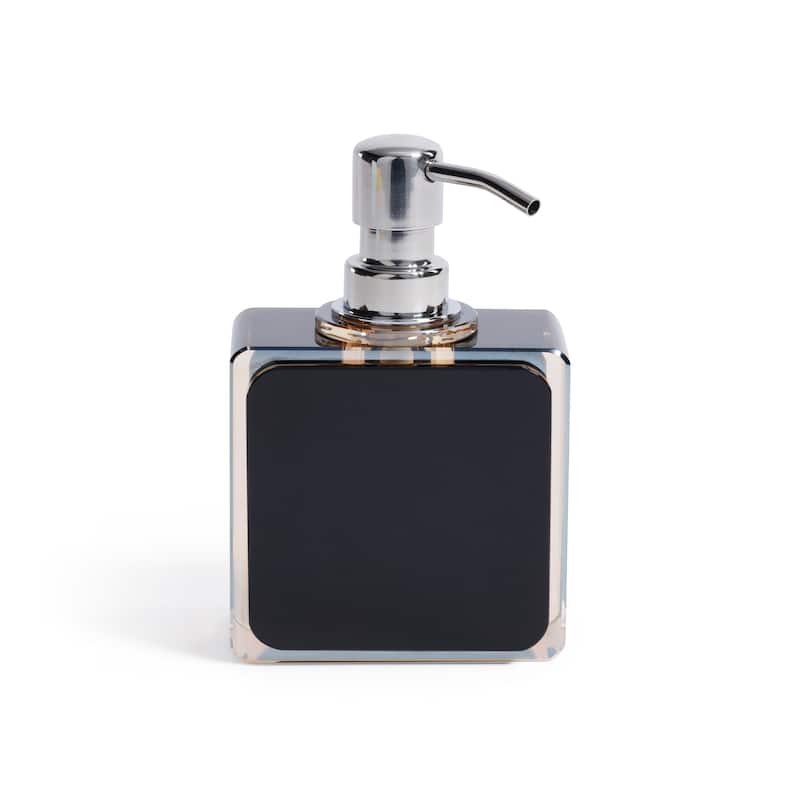 Decorative Crystal Tonal Black & Amber Glass Soap Dispenser - Black, Amber